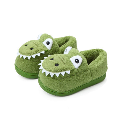 Boys' Dinosaur Slippers with Plush TPR Sole & Alligator/Crocodile Teeth