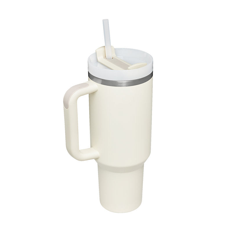 40 oz Insulated Tumbler with Handle & Straw | Spill-Proof Travel Mug