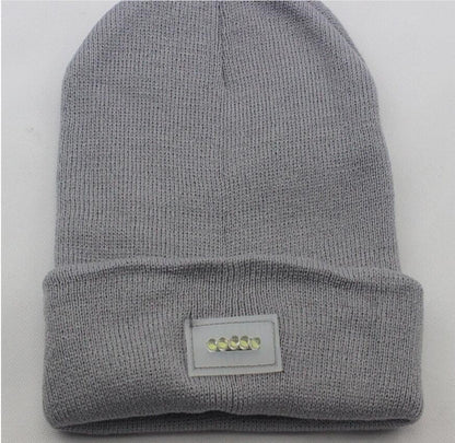 LED Headlamp Glowing Knit Warm Hat With A Flashlight