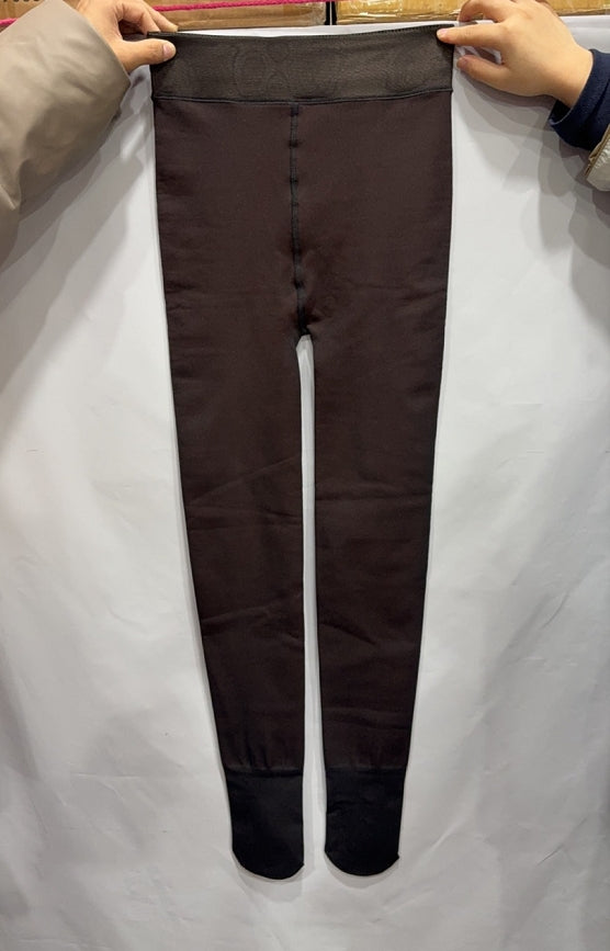 One-line True See-through Leggings Fleece-lined Warm Women's Outer Wear Pantyhose