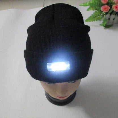 LED Headlamp Glowing Knit Warm Hat With A Flashlight