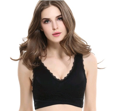 Women’s No-Steel-Ring Lace Support Vest Bra U-shaped breathable back