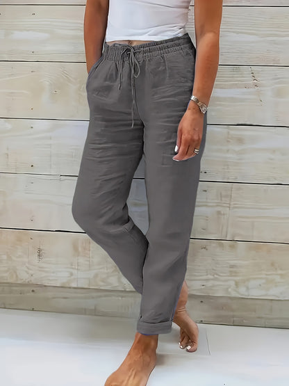 Cotton And Linen Women's High Waist Casual Pants