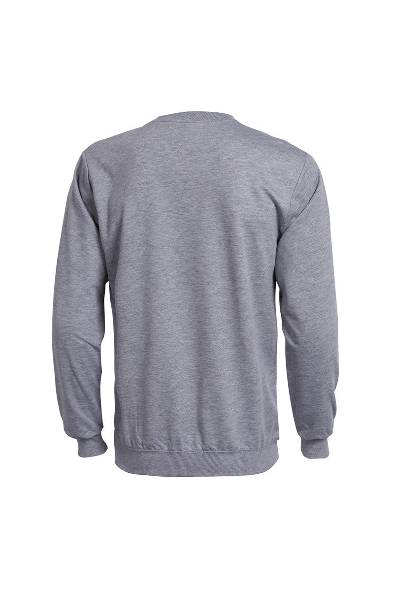 Casual Cotton Terry Round Neck Sweatshirt – Solid Color Long Sleeve Pullover