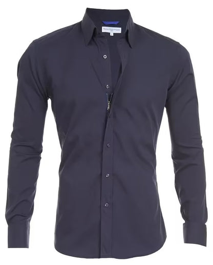 Men’s Slim Fit Long Sleeve Zipper Shirt with Button Design
