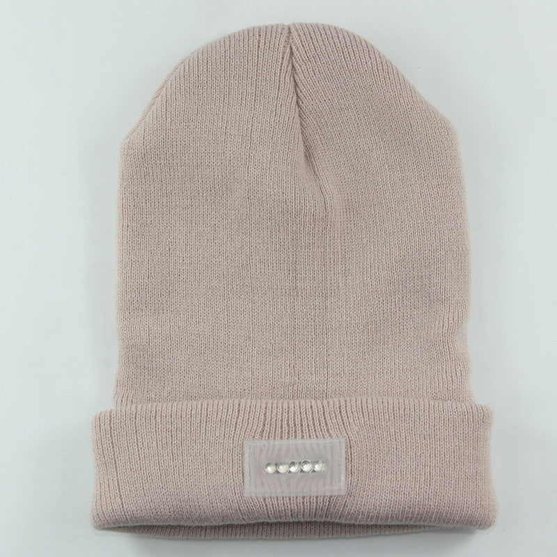 LED Headlamp Glowing Knit Warm Hat With A Flashlight