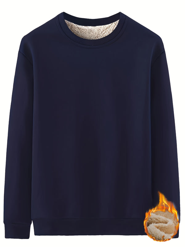 Men’s Casual Solid Color Crew Neck Sweatshirt – Autumn & Winter