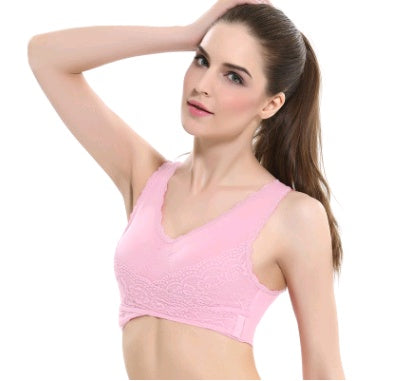 Women’s No-Steel-Ring Lace Support Vest Bra U-shaped breathable back