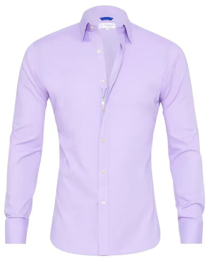 Men’s Slim Fit Long Sleeve Zipper Shirt with Button Design