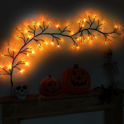 54 LED Halloween Pumpkin Willow Branch Lights – Battery Powered