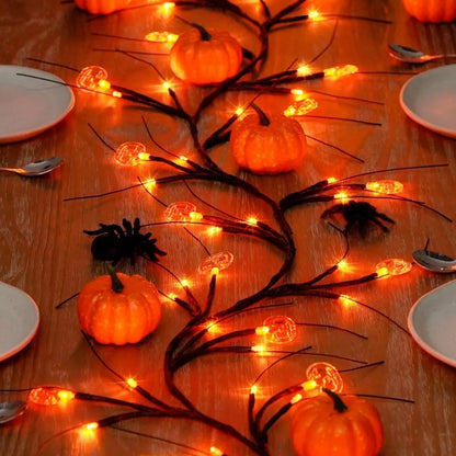 54 LED Halloween Pumpkin Willow Branch Lights – Battery Powered