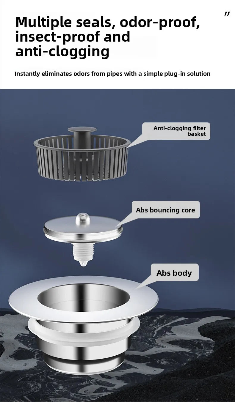 Kitchen Sink Strainer & Drain Stopper – Pop-Up Food Waste Filter