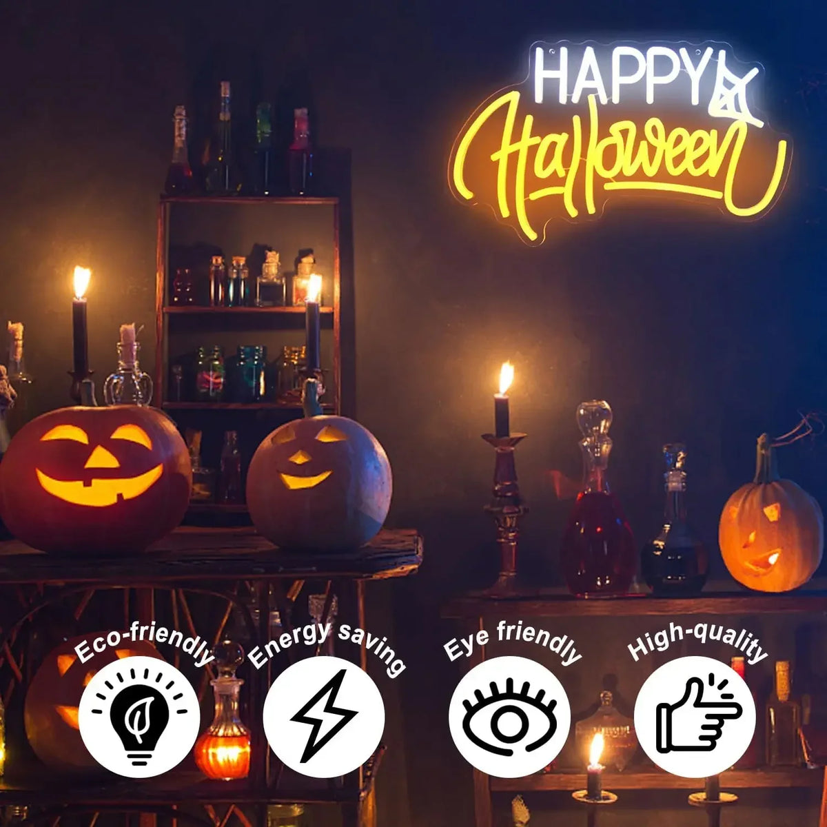 Happy Halloween Neon Sign – USB Dimmable LED Wall Light