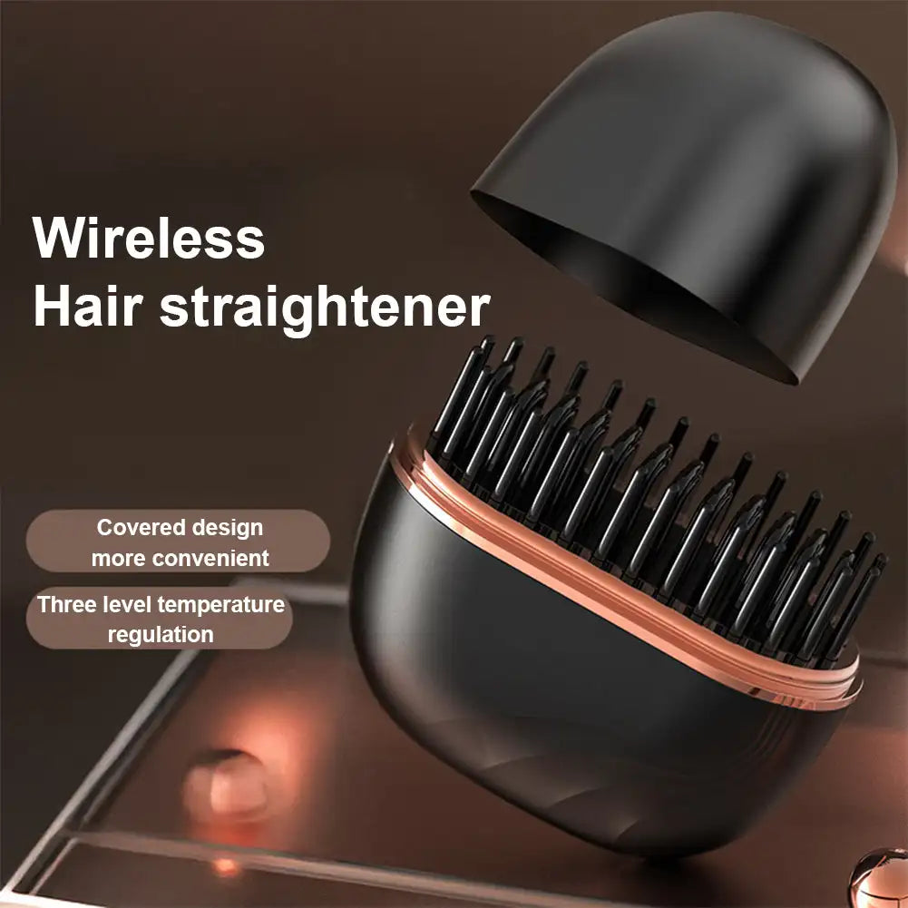 Mini Wireless Hair Straightening Comb – Portable 2-in-1 Styler