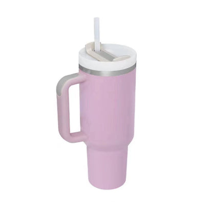40 oz Insulated Tumbler with Handle & Straw | Spill-Proof Travel Mug