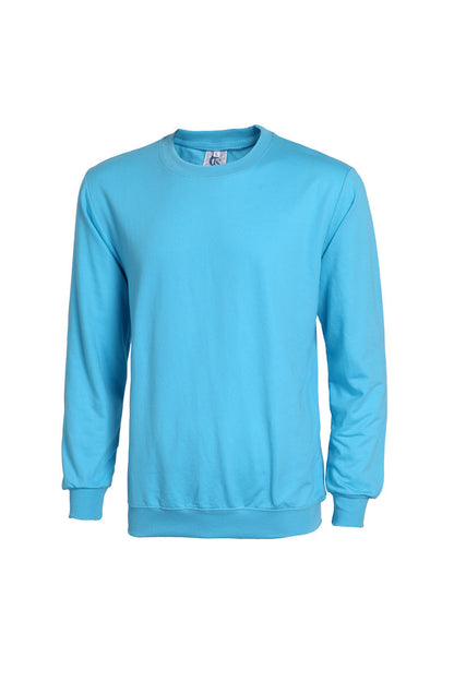 Casual Cotton Terry Round Neck Sweatshirt – Solid Color Long Sleeve Pullover