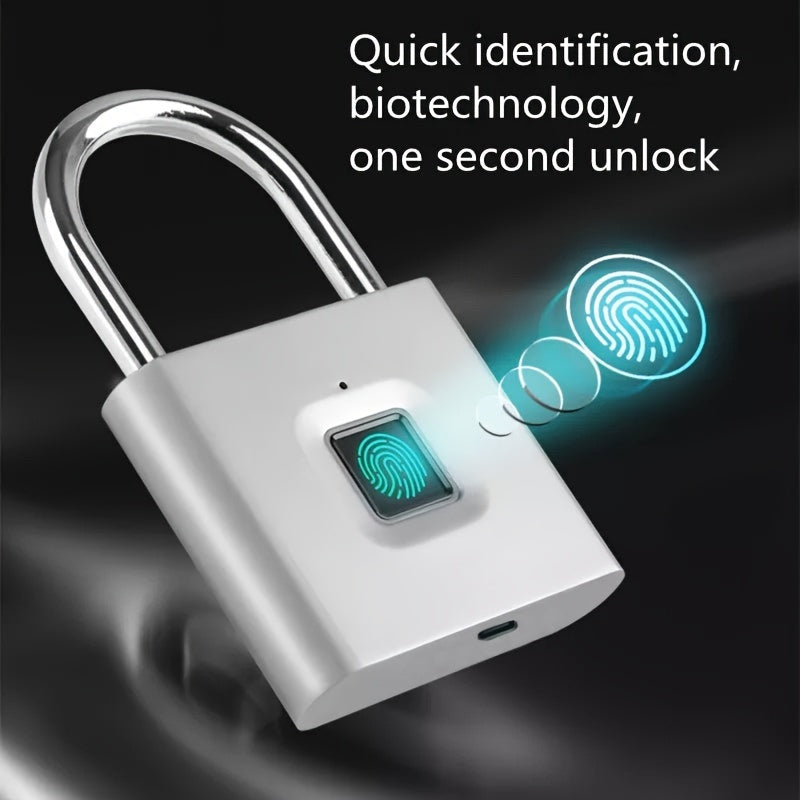 Compact Smart Fingerprint Padlock - Waterproof, Keyless Security, USB Rechargeable, Lightweight Zinc Alloy