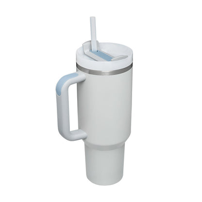 40 oz Insulated Tumbler with Handle & Straw | Spill-Proof Travel Mug