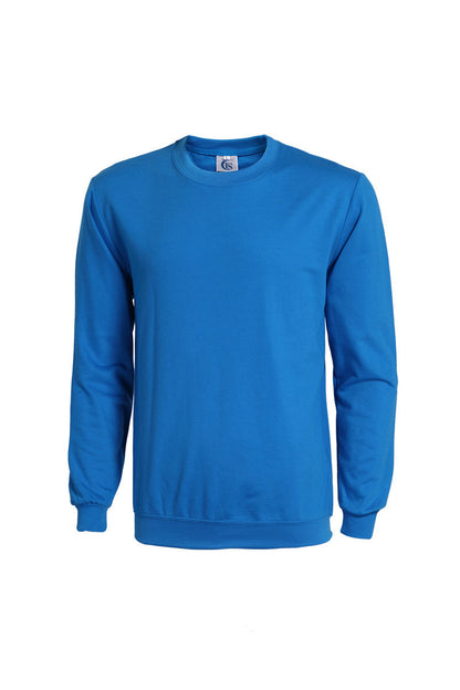 Casual Cotton Terry Round Neck Sweatshirt – Solid Color Long Sleeve Pullover