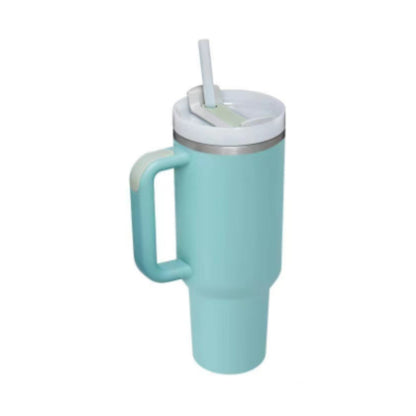 40 oz Insulated Tumbler with Handle & Straw | Spill-Proof Travel Mug