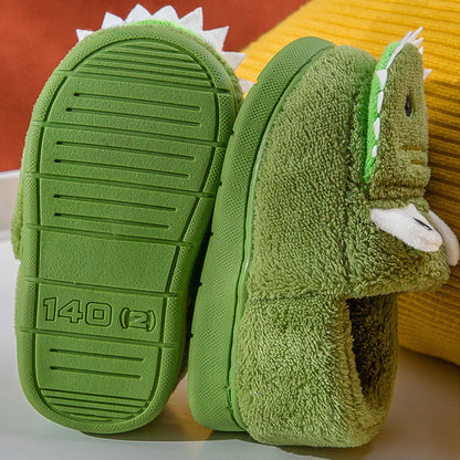 Boys' Dinosaur Slippers with Plush TPR Sole & Alligator/Crocodile Teeth