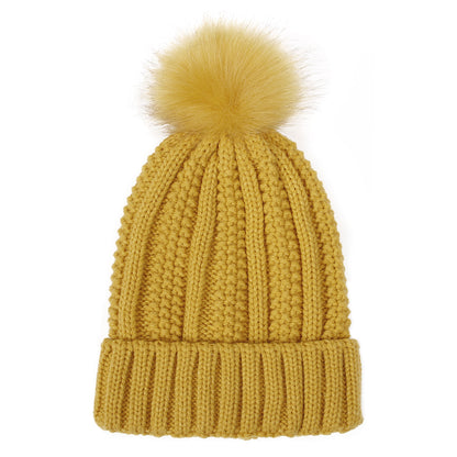 Women’s Winter Knitted Pom Pom Beanie with Satin Lining