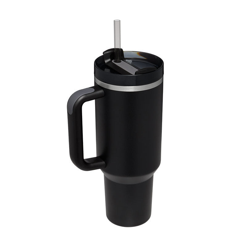 40 oz Insulated Tumbler with Handle & Straw | Spill-Proof Travel Mug