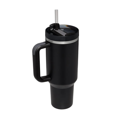 40 oz Insulated Tumbler with Handle & Straw | Spill-Proof Travel Mug