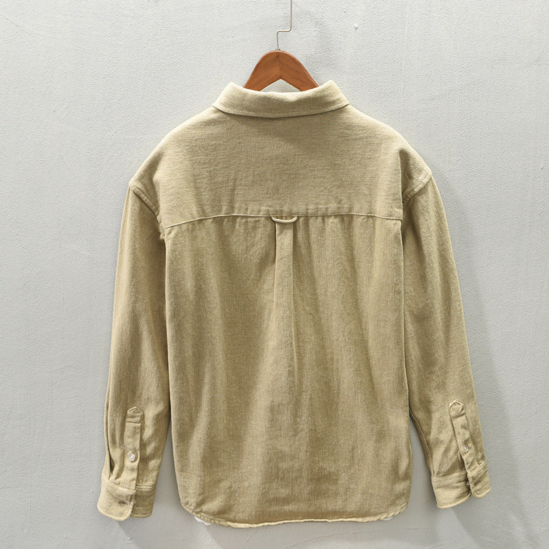 Men’s Solid Color Cotton Long Sleeve Shirt – Casual Everyday Wear