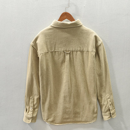 Men’s Solid Color Cotton Long Sleeve Shirt – Casual Everyday Wear