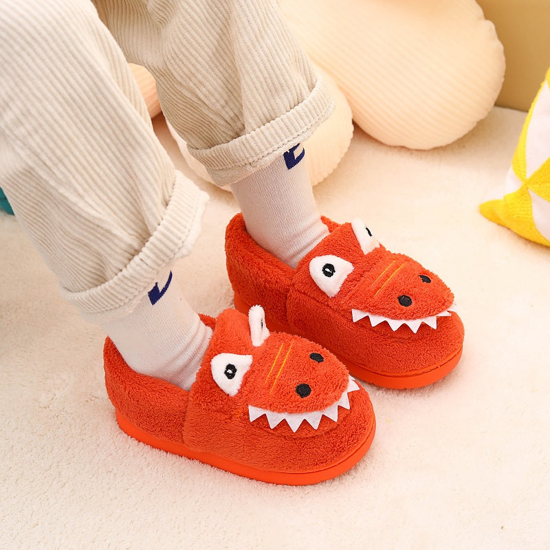 Boys' Dinosaur Slippers with Plush TPR Sole & Alligator/Crocodile Teeth