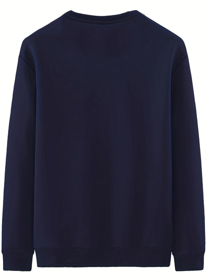 New Men's Casual Fashionable Solid Color Crew Neck Sweatshirts For Autumn And Winter