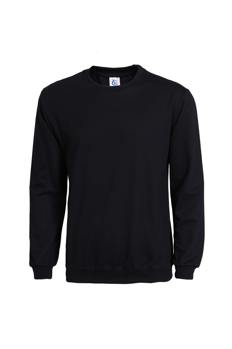 Casual Cotton Terry Sweatshirt – Unisex Solid Color Round Neck