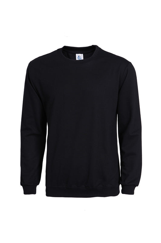 Casual Cotton Terry Round Neck Sweatshirt – Solid Color Long Sleeve Pullover