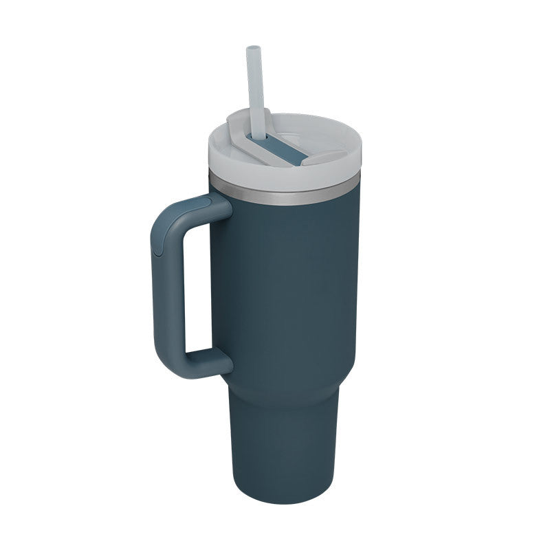 40 oz Insulated Tumbler with Handle & Straw | Spill-Proof Travel Mug