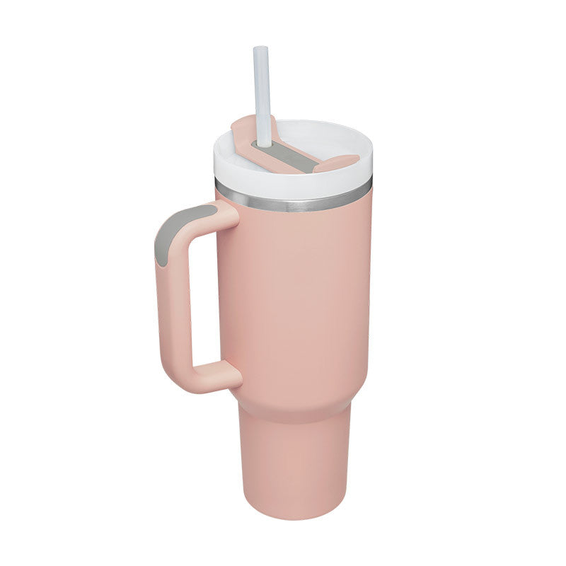 40 oz Insulated Tumbler with Handle & Straw | Spill-Proof Travel Mug